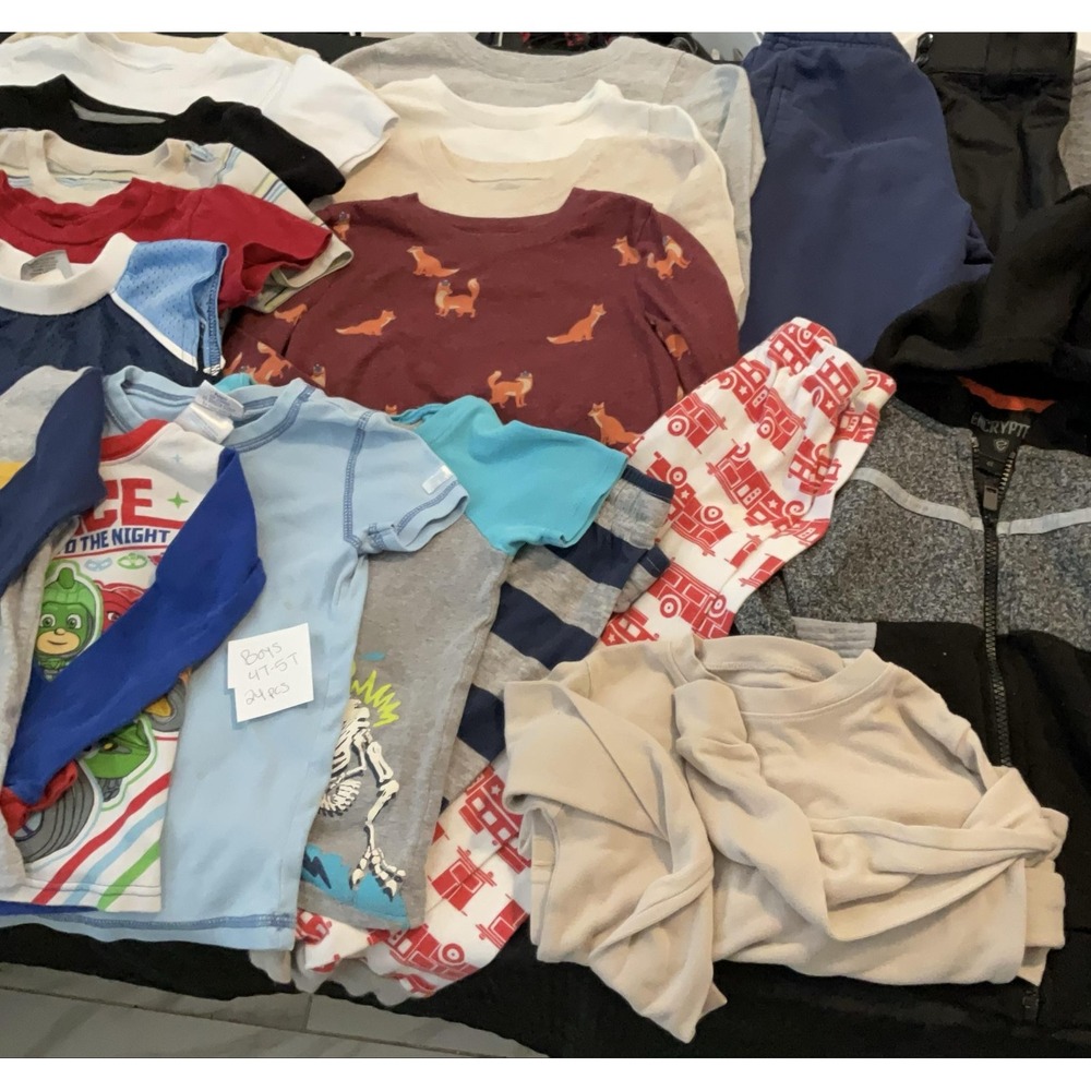 Mixed Brands Outfit Lot Boys 4T-5T Multicolor Shirts Pants Hoodies 24pc